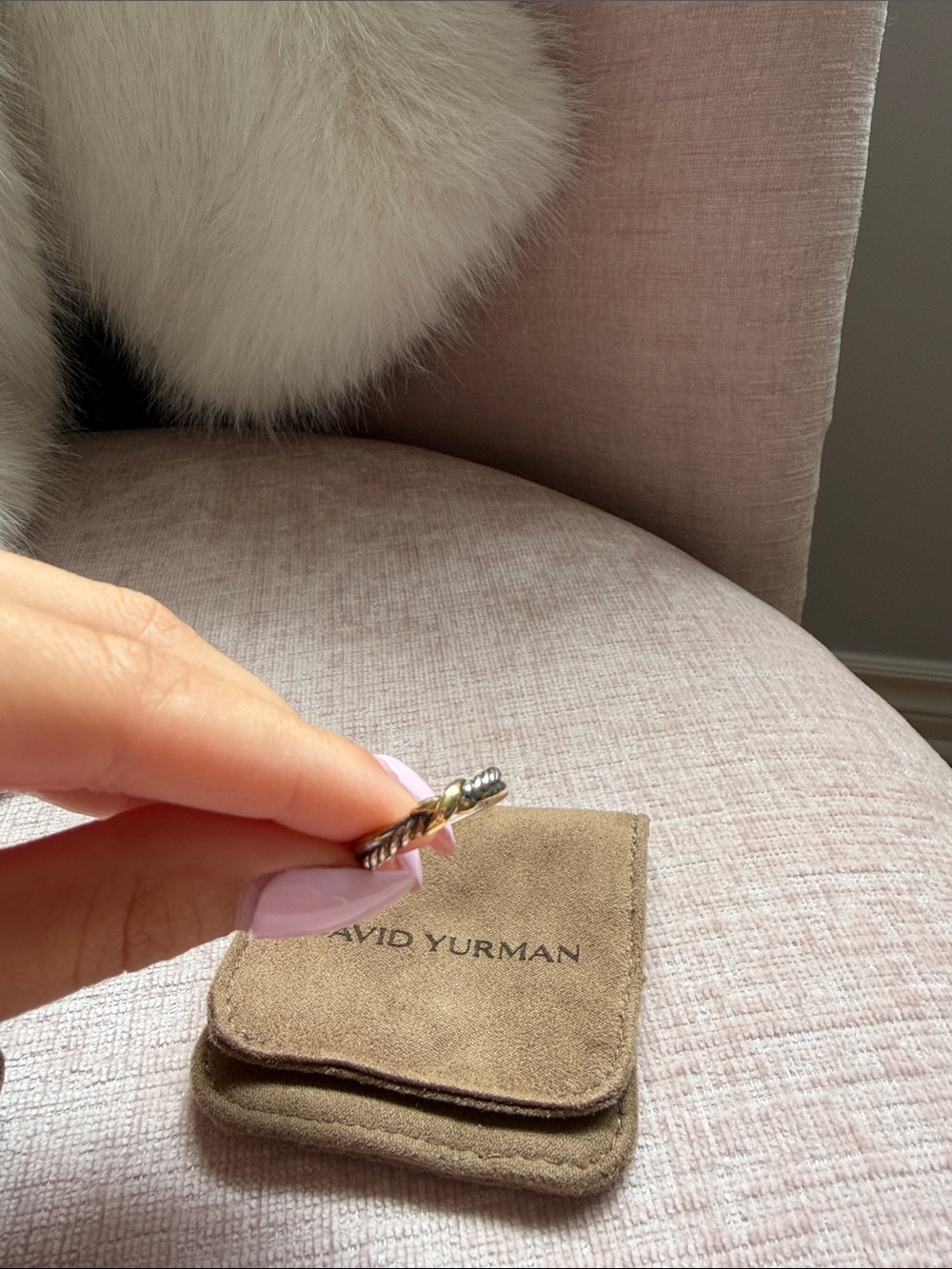 David Yurman Two-Tone Twisted Cable Ring in Silver and Gold - Picture 3 of 5